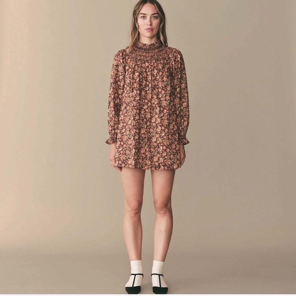 Doen Idalie Dress in Brown floral